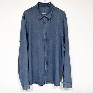 Lululemon Commission Long Sleeve Shirt River Blue Enzyme Dye Size XL